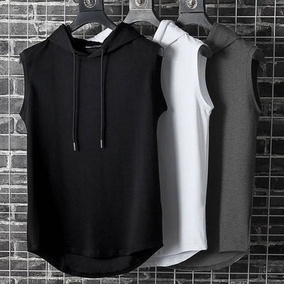 Plus Size Summer Men Clothing Tank Tops Sweatshirt Sleeveless Tops Hoodie Vest Workout Fitness Mens T Shirt Workout Hip Hop Vest