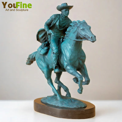 Bronze Cowboy Sculpture Famous Bronze The Broncho Buster by Frederic Remington Statue With Marble Base For Home Decor Collection