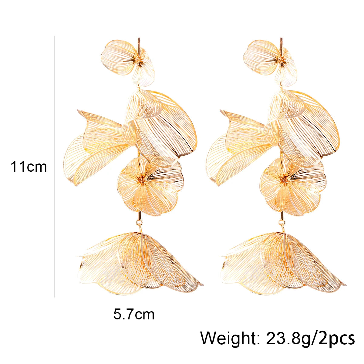 2023 New ZAA Earrings Long Metal Flower Dangle Drop Earrings for Women Vintage Golden Personality Jewelry Pendientes Wholesale