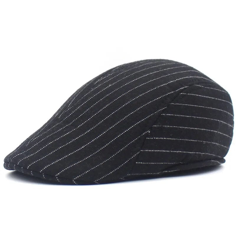 High Quality Retro Berets, Wool Striped Cabbie Flatcap, Caps Tweed, Hat (Acrylic)