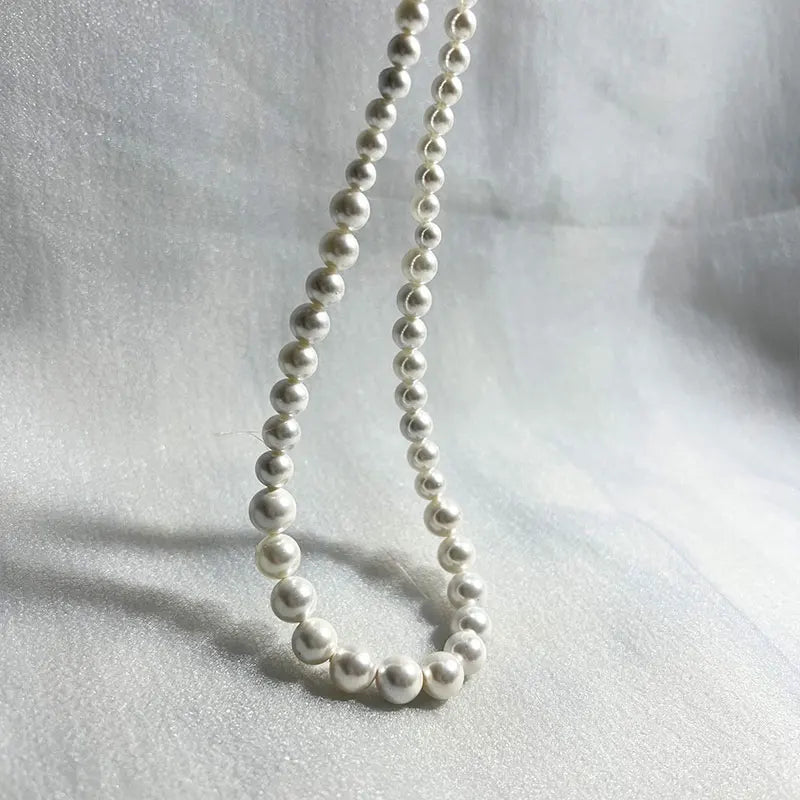 High Quality  Shell Pearl Size Gradient Necklace For Unisex 40cm Length Advanced Retro Fashion Jewelry