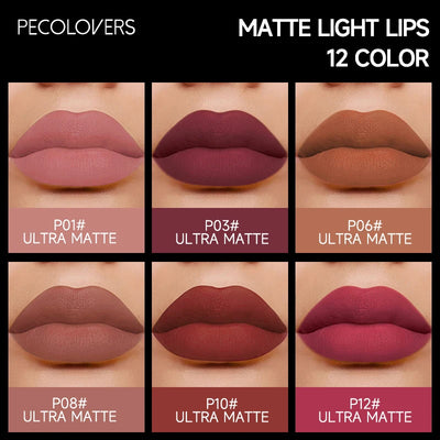 Matte Nude Liquid Lipstick 12 Colors Waterproof Long Lasting Lip Gloss Sexy Red Pink Velvet Lipsticks Women Cosmetic