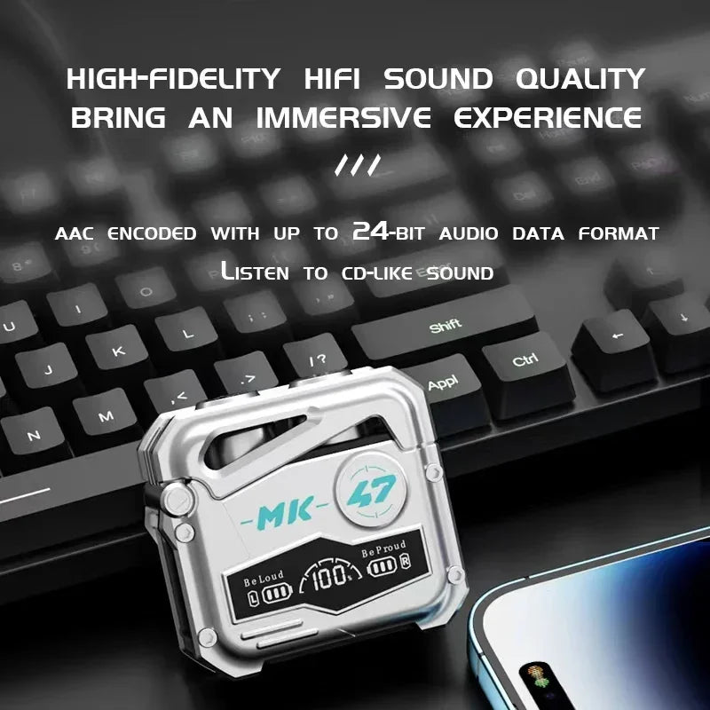 NEW MK47 Wireless Bluetooth Earphone TWS Gaming Headphone Waterproof Noise Cancelling Sport Earbuds with Microphone for allphone