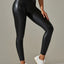 Women's Leggings New In Autumn Casual PU Leather Pants Sexy Solid Color High Waist Bright Black Tight Running Yoga Pants 2023