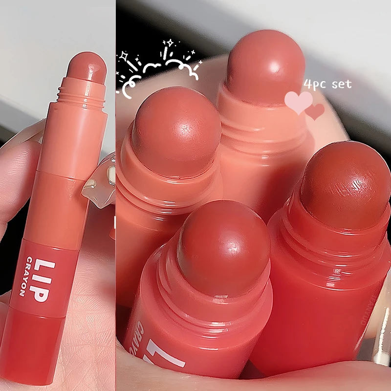 4pc/set Lipstick Korean Girl Group Crayon Lipstick Long Lasting Matte Lip Makeup Tint Easy To Color Sexy Waterproof Lipgross