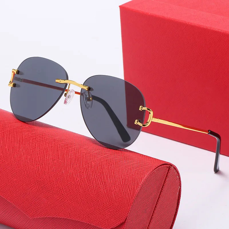 Luxury Metal Sunglasses Rimless Square Big C Eyeglasses Women Men Brand Desinger Shade Glasses Carter Lunettes de soleil homme