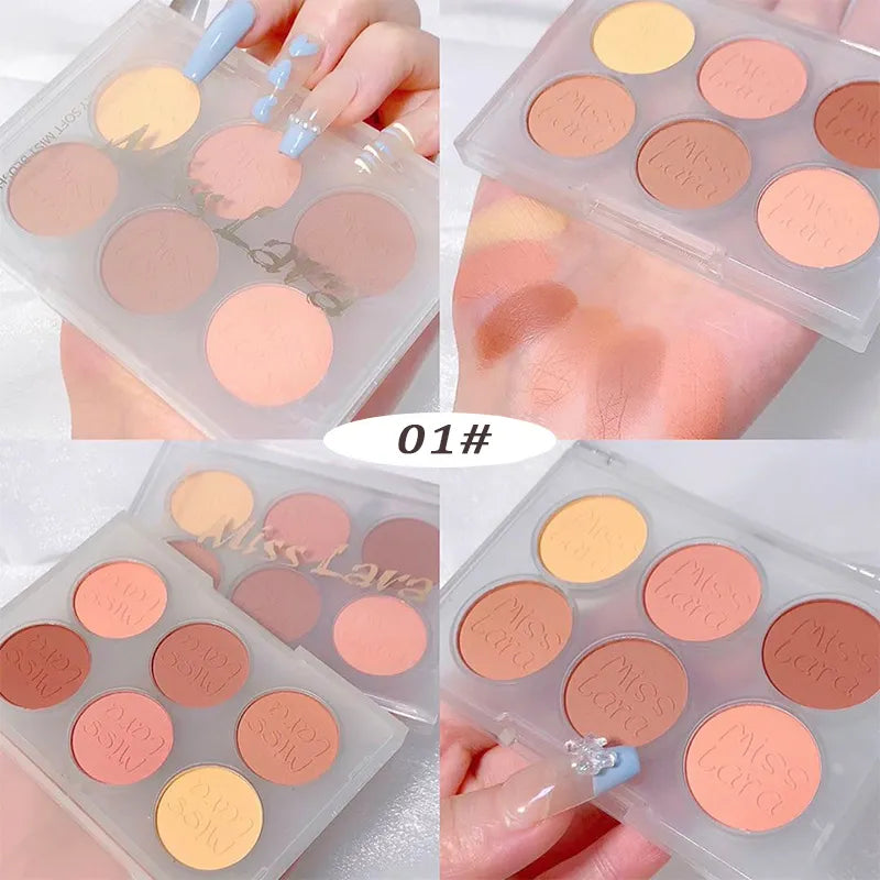 6 Colors Face Blush Palette Makeup Multi-color Pearl Cheek Blush Powder Matte All-in-one Repair Brighten Face Makeup Makeup