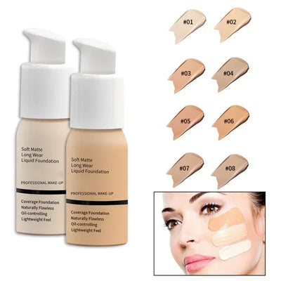 Foundation 24 Hour Full Coverage Soft Matte Liquid Foundation Cover Dark Dull Skin Or Yellow Skin Tone Even Skin Tone