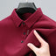 Men's Waffle Long Sleeved POLO Shirt with Letter Printed Lapel Casual Top