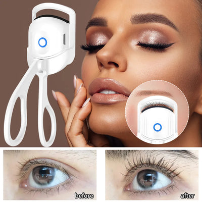 Electric Heated Eyelash Curler Mini Eyelashes Curls Thermal Eyelash Curler Temperature Control Charging Long Lasting Makeup Tool