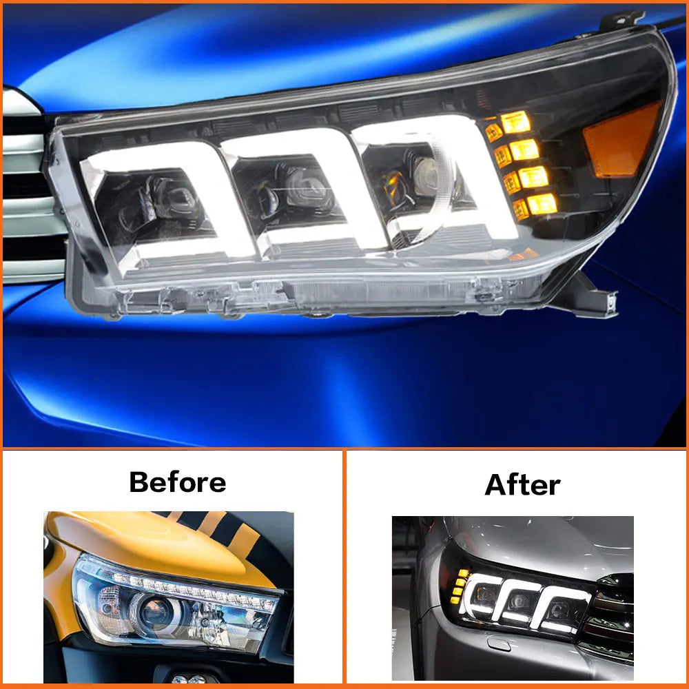 Headlights for Toyota HILUX REVO 2015-2020 LED Head Lamp DRL Running Turn Signal Light Led Angel Eyes Projector Accessories