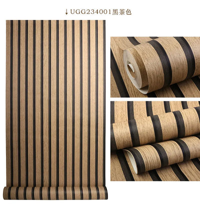 Vintage Faux Wood Panel 3D Wallpaper Pvc Waterproof Wood Stripe Wall Paper Roll for Living Room Shop Clothing Store Walls Decor