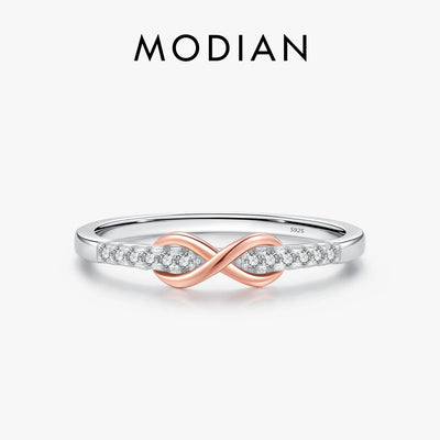 MODIAN Solid 925 Sterling Silver Infinite Love Simple Ring Romantic Rose Gold Color Wedding Ring For Women Fine Jewelry Gift