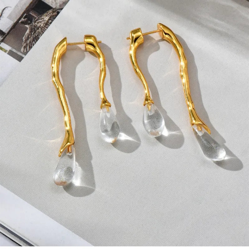 Bilandi Modern Jewelry 925 Silver Needle Resin Teardrop Earrings 2022 Trend New Back Front Dangle Earrings For Women Gift