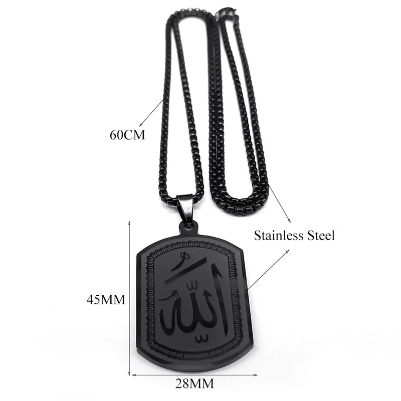 Black color Allah Necklaces Men/Women Stainless Steel