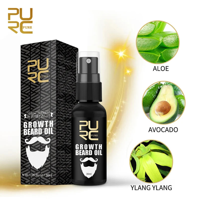 PURC Beard Growth Oil for Men Hair Growth Products Thickener Nourishing Beard Grooming Treatment Beard Care