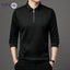 Solid Color Long Sleeve Polo Shirt Fashion Zipper Men's Polo Neck Top Cotton Polo Collar Long Sleeve T-shirt