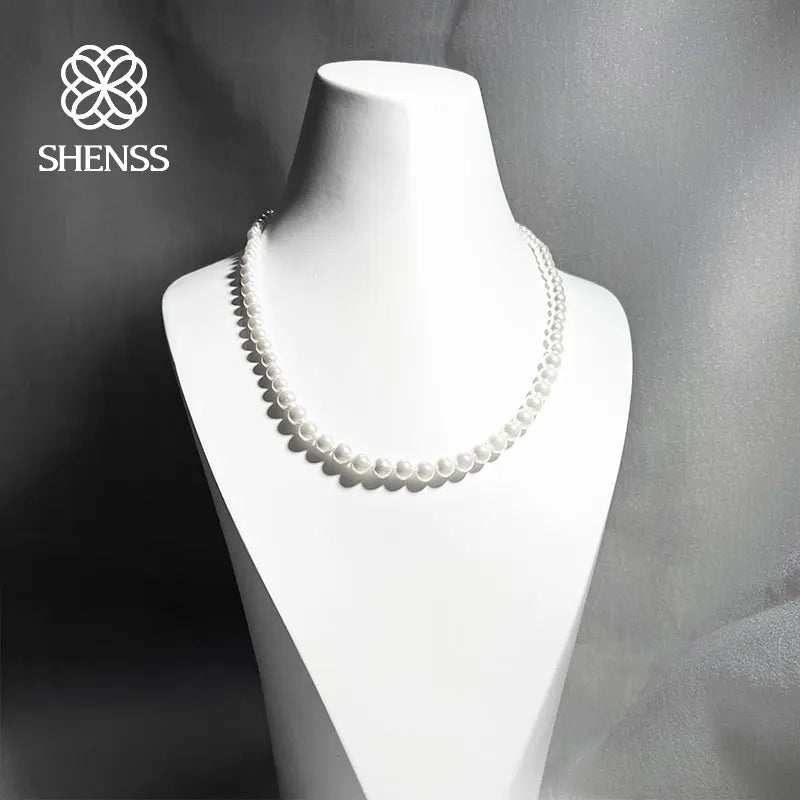 High Quality  Shell Pearl Size Gradient Necklace For Unisex 40cm Length Advanced Retro Fashion Jewelry