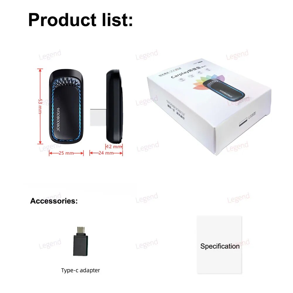 New RGB Mini Carplay AI Box for Apple Car Play Wireless Adapter Car OEM Wired CarPlay To Wireless Smart USB Dongle Plug and Play