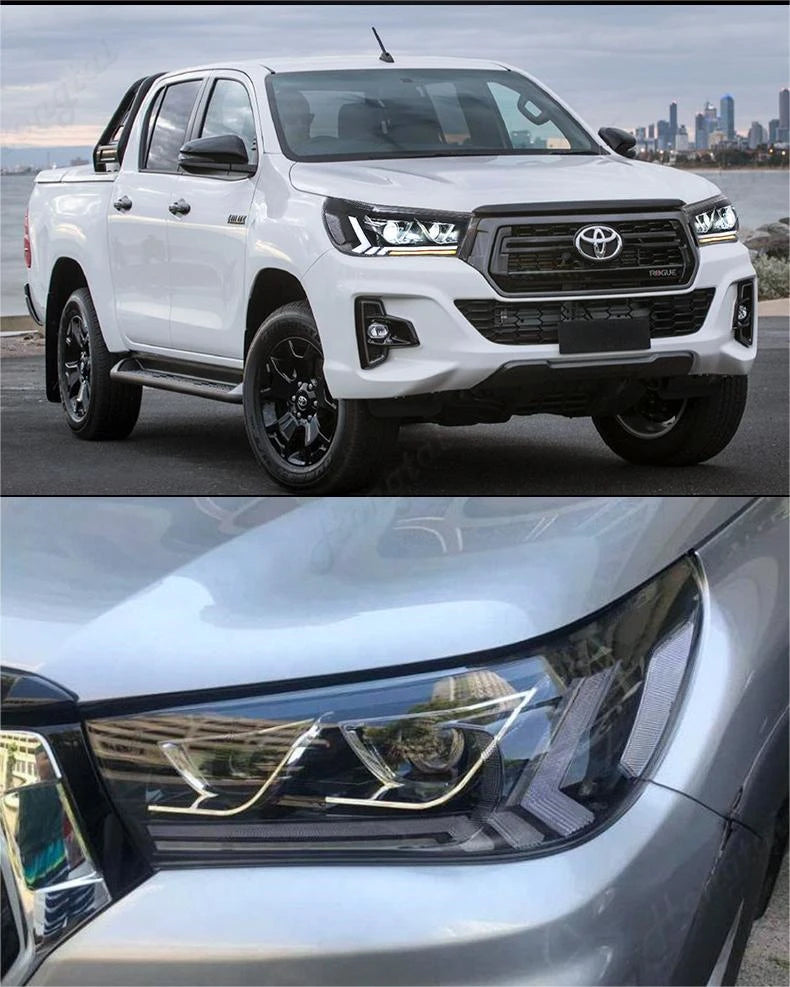 For 2015--2020 Toyota HILUX REVO modified LED day running lights, headlights Headlights Assembly Pair Sequential Turn Signal