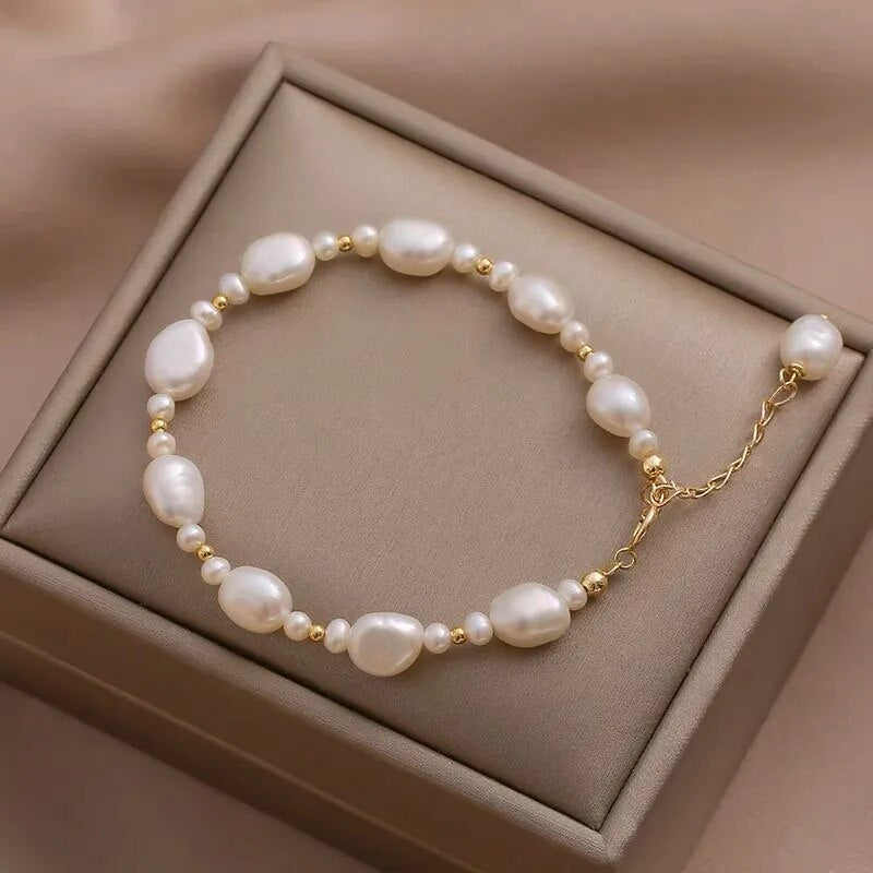 100% fresh water pearl bracelet for women's new unique natural pearl bracelet jewelry girl birthday gift