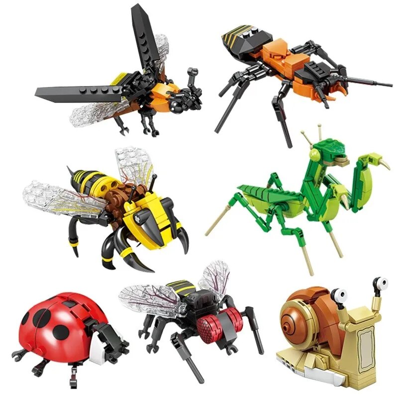 Dinosaurs Jurassic Animal Insect Ocean ladybug Turtle Clownfish Octopus Shark Snail Ants Building Blocks Mini Action Figure Toy