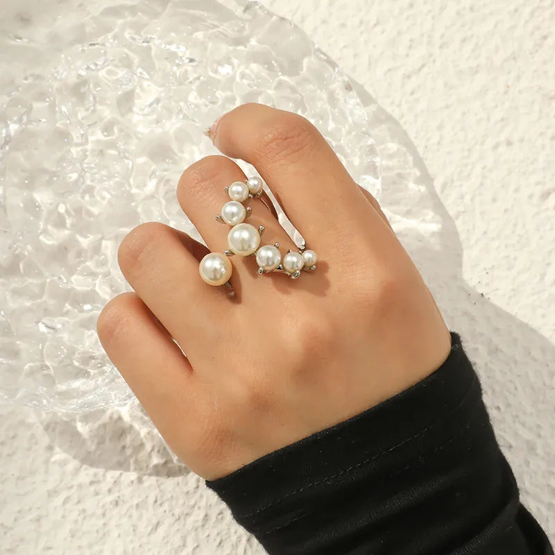 Fine Pearl Thin Ring For Women Minimalist Basic Style Fashion Jewelry Gold Color Knuckle Ring Ladies  Party Ring Gifts BFF