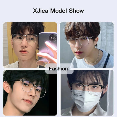 XJiea 2024 Photochromic Anti-blue Light Glasses Men Fashion Rectangle Semi Rimless Eyewear For Women Office Computer Goggle