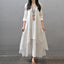 Women Elegant Linen White Dresses Bohemia Layering Vintage Robe Long Sleeve Loose Long Dress Oversized Female Autumn Vestidos