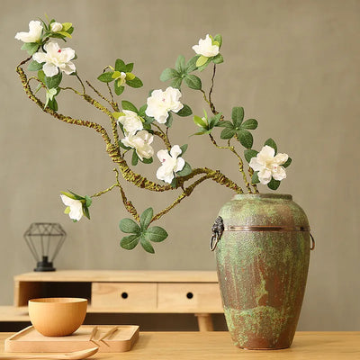 90CM Artificial Flowers Rhododendron 10 Heads Silk Fake Flower Branch for DIY Home Decoration Chinese Zen Flower Arrangement