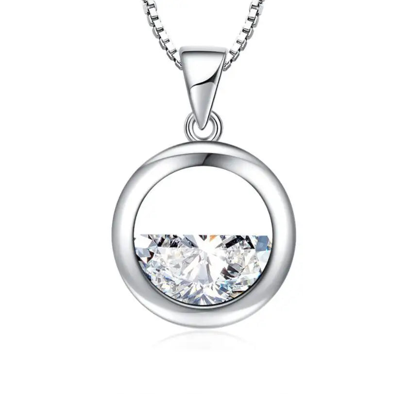 100% Real Moissanite Necklace for Women Vvs Round Cut Diamond Pendant Necklace for Girlfriend Jewelry S925 Sterling Silver