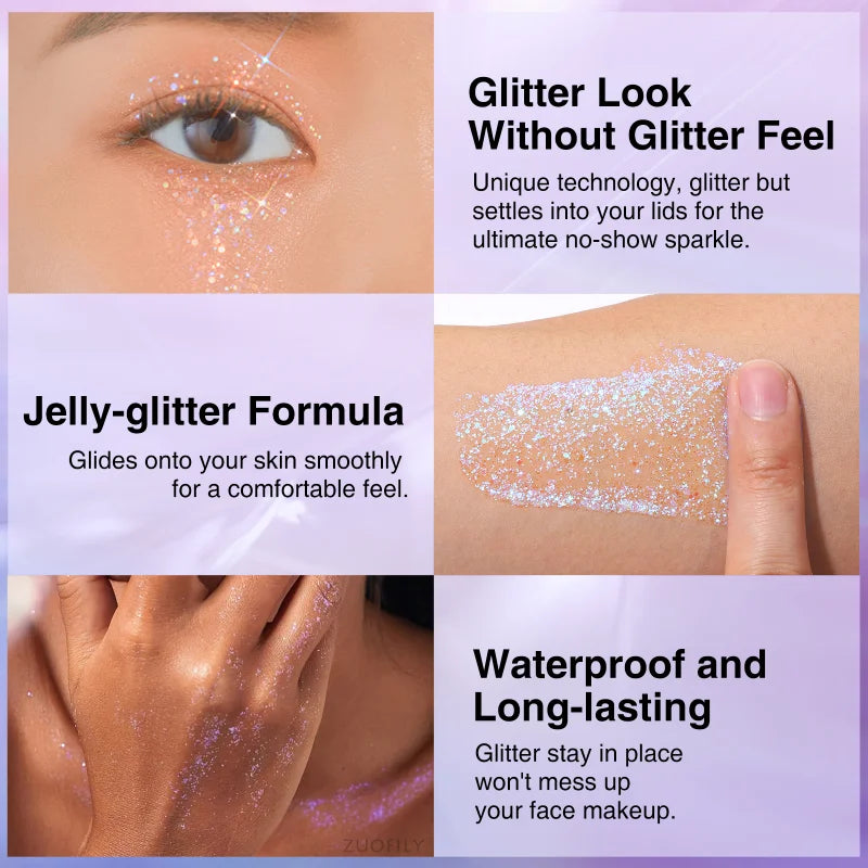 Jelly Eye Glitter Nail Hair Body Face Glitter Gel Art Flash Loose Sequins Cream High Gloss Festival Makeup Laser Glitter Shining