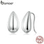 Bamoer Authentic 925 Sterling Silver Glossy Waterdrop Earrings Teardrop Stud Earrings for Women Simple Fine Jewelry Gift BSE869