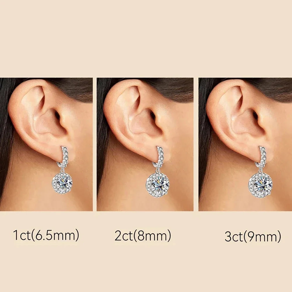 Original 3ct moissanite Hoop earring for Women Round Sunflower Diamond Drop Earring With Gra 925 silver Fine Jewelry 2024 trend