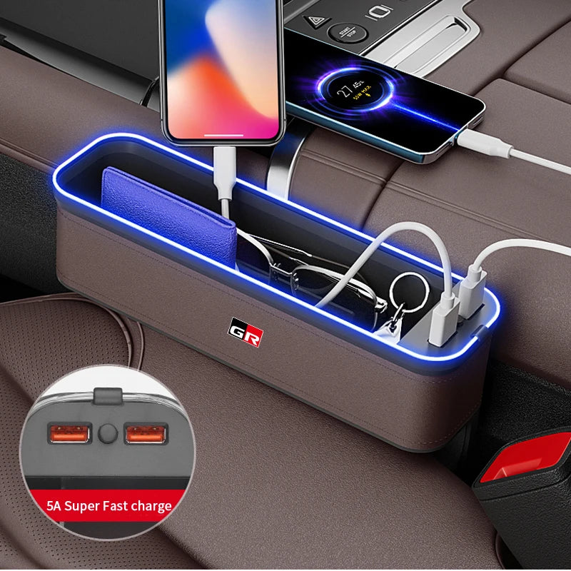 Car USB Chair Seam Storage Box For Toyota GR Chr Yaris Corolla Auris Hilux Celica Verso Rav4 Prius Camry raize Innen C-HR BZ4