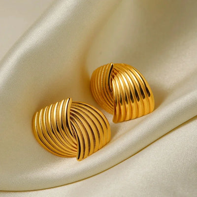 Fashion Textured Rhombus Brass Earrings 18k Gold Plating Jewelry Accessories Waterproof And Colorfast Ear Studs