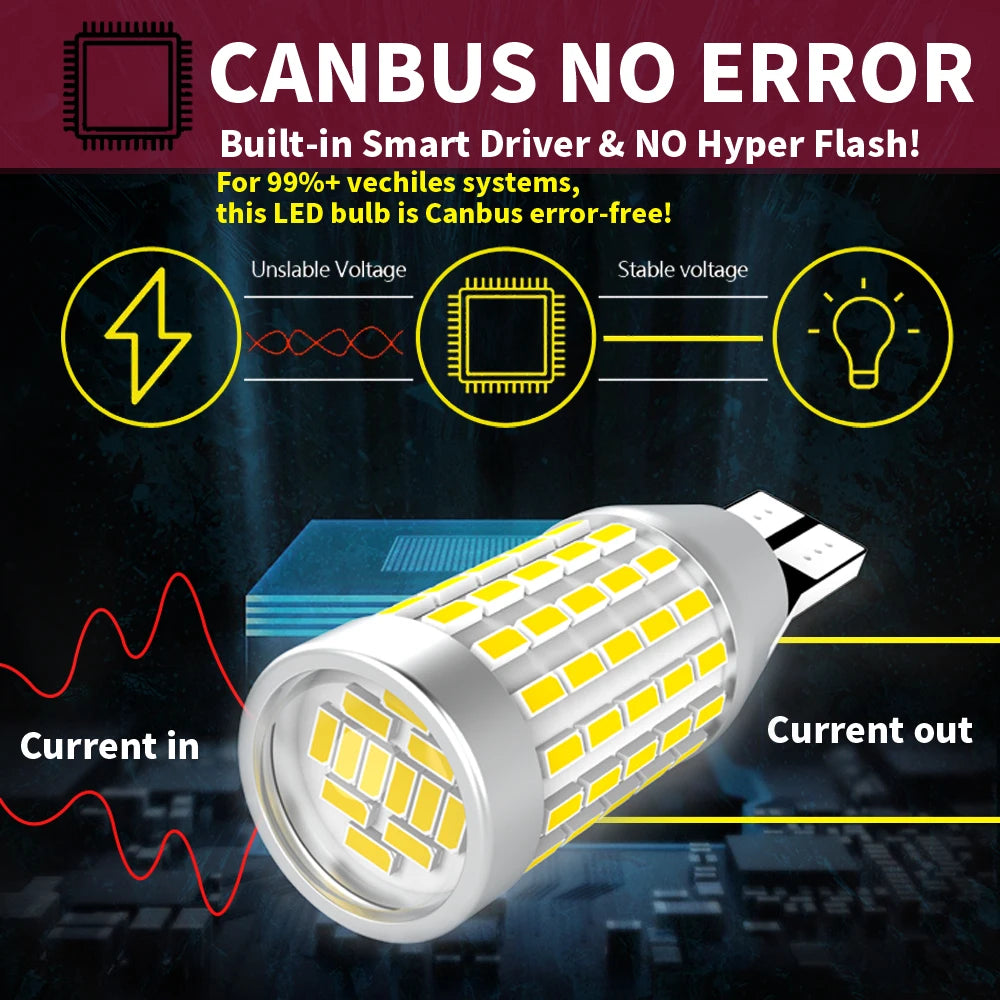 2000LM T16 T15 W16W LED Canbus Bulb High Power 921 912 Reverse Light Super Bright Car Exterior Lamp 6500K White 12V DC Amber Red