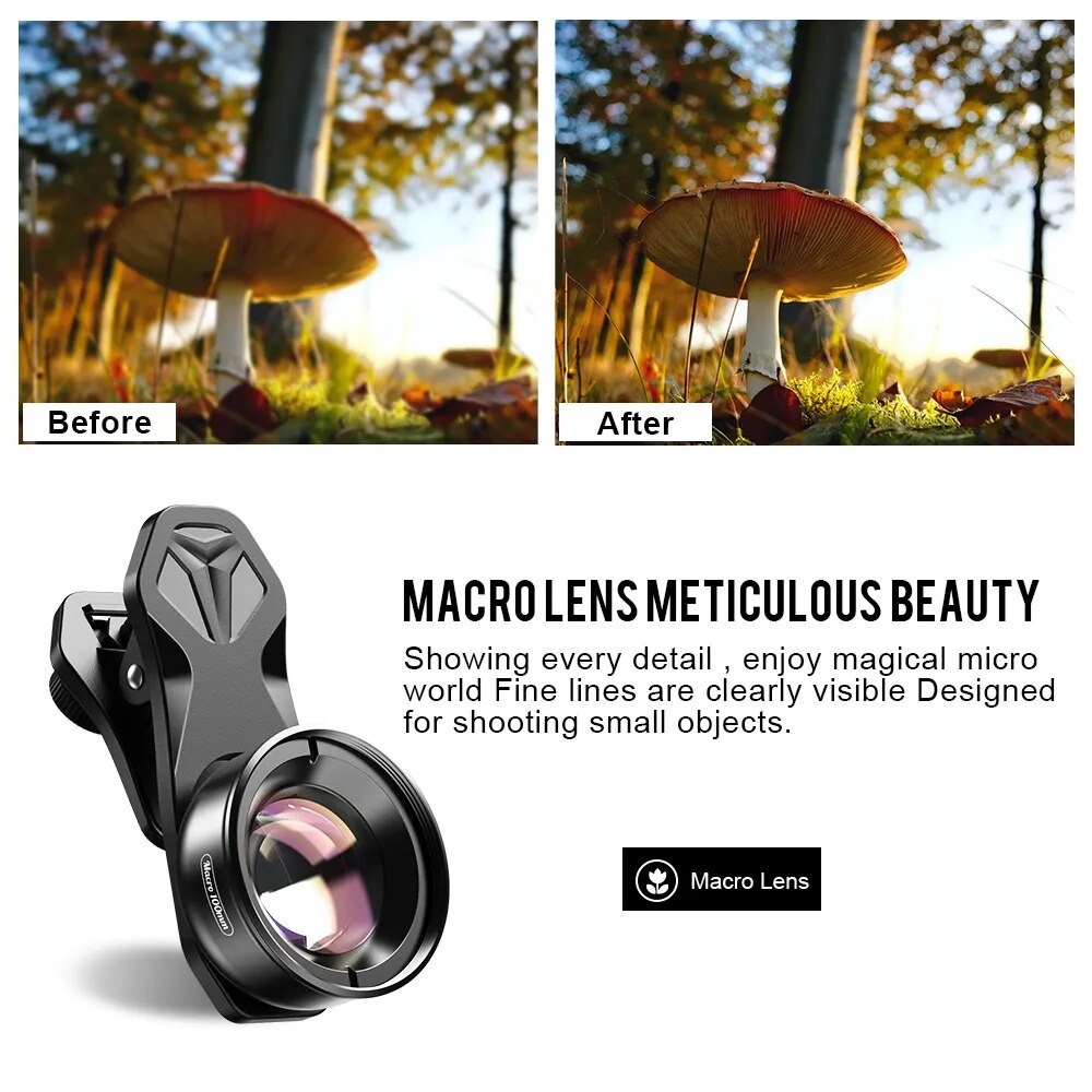 APEXEL 4K HD Optic Camera Phone Lens 100mm Macro Lens 10x Super Macro Lenses For iPhone X Xs Max Samsung s9 All Smartphones