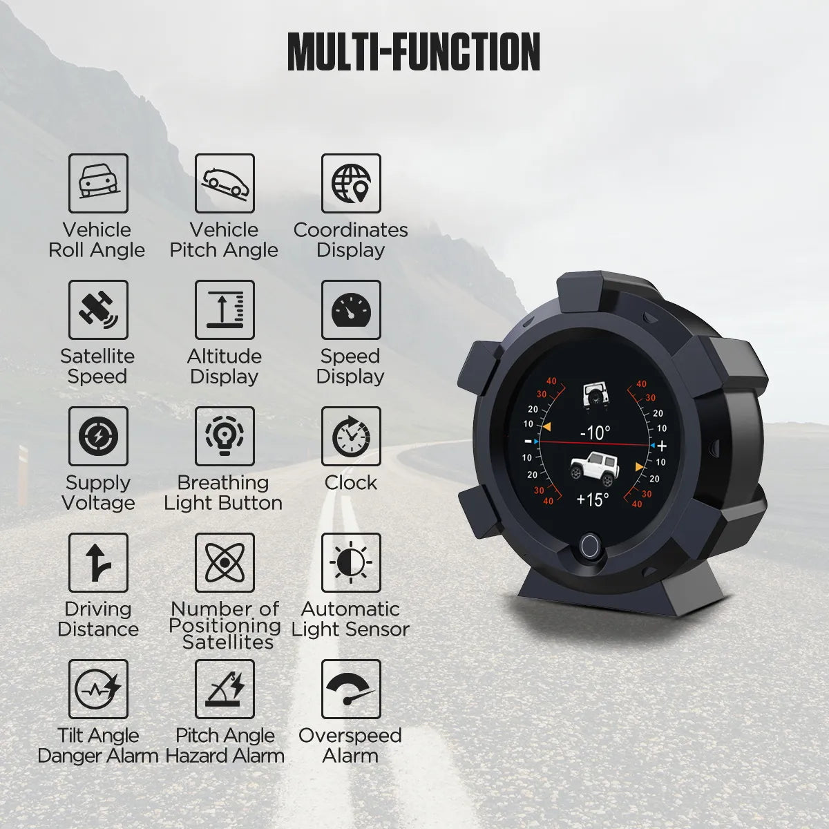 AUTOOL X95 Car 4x4 Inclinometer Provide Slope Angle Speed Satellite Timing GPS Off-road Vehicle Accessories Multifunction Meter