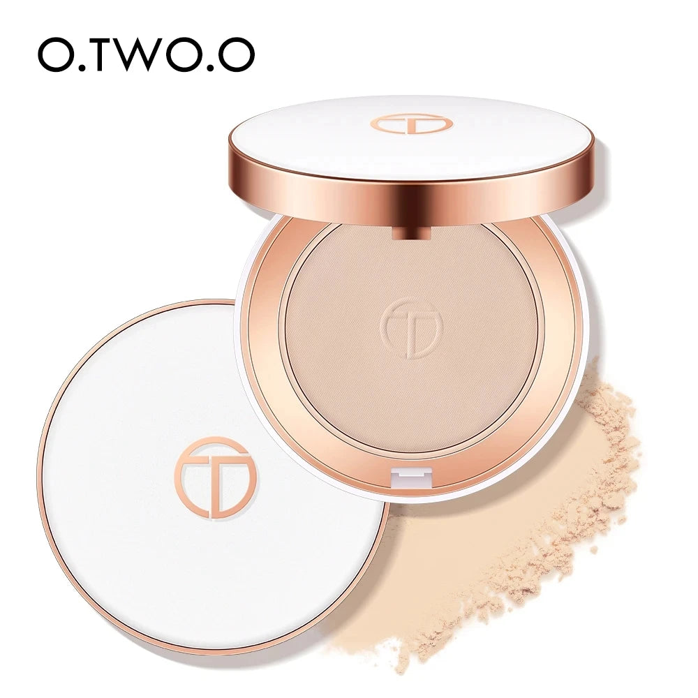 O.TWO.O Oil-Control Face Pressed Powder Silk Smooth Makeup Setting Powder Waterproof Concealer Long Lasting Soft Face Powder