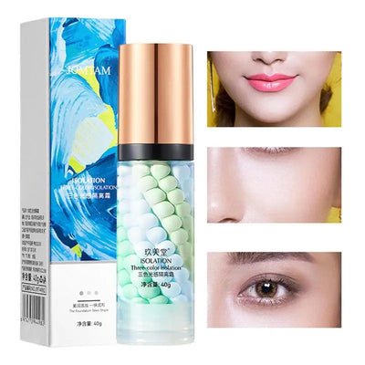 Tricolor Color Correcting Facial Serums Face Makeup Isolation Cream Invisible Pore Moisturizing Essence Concealer Foundation