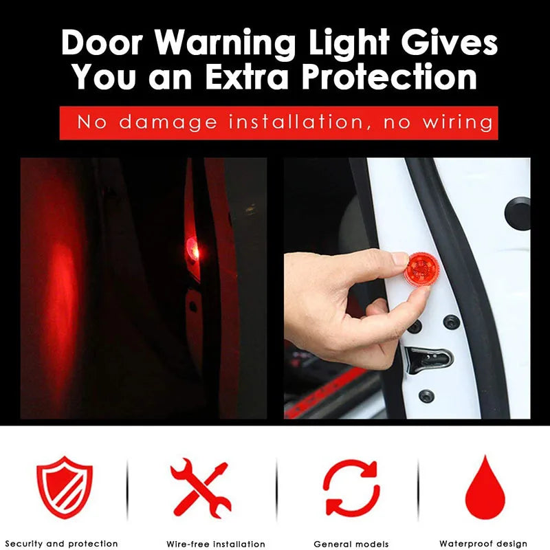 1/2/4Pcs Car Opening Door Safety Warning Light Universal LED Anti-collision Lamp Flashing Alarm Parking Warning Anti-collision