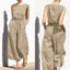 Vintage Casual Boho Jumpsuit Overalls For Women Summer Elegant Sleeveless Pocket Playsuit Fashion Romper Loose Pants Streetwear