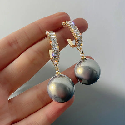 2022 New Fashion Korean White Pearl Drop Earrings for Women Shiny Crystal Exquisite Earrings Wedding Party Engagement Jewelry