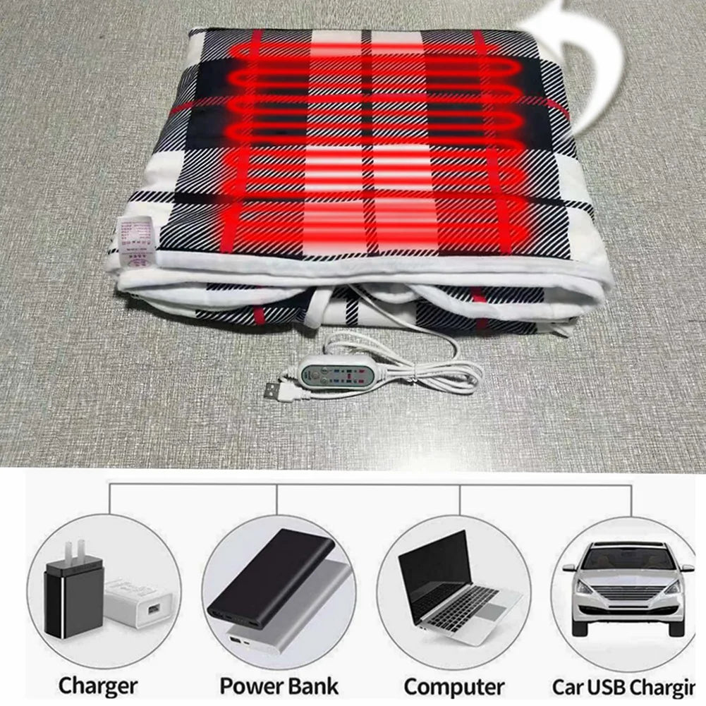 Electric Blanket Portable USB Electric Heated Blanket Shawl Adjust Flannel Throw Blanket Winter Heats Up Quickly Heated Cape Pad