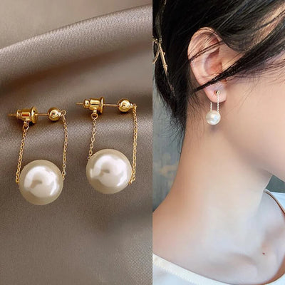 Simple Pearl Pendants Earrings For Women Trendy Chain Tassel Ear Studs Wedding Piercing Earrings 2024 New in Jewelry Accessories