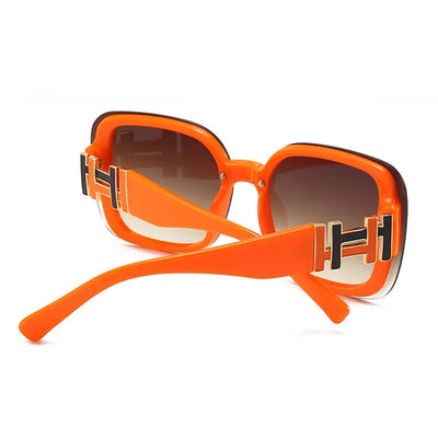 Fashion Orange Women's Square Sunglasses Trendy Luxury Brand Gradient Lenses Sun Glasses Ladies 100% UV400 Protection