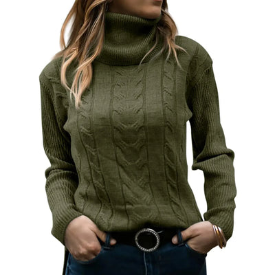 Womens' Turtleneck Long Sleeve Cable Knit Sweaters