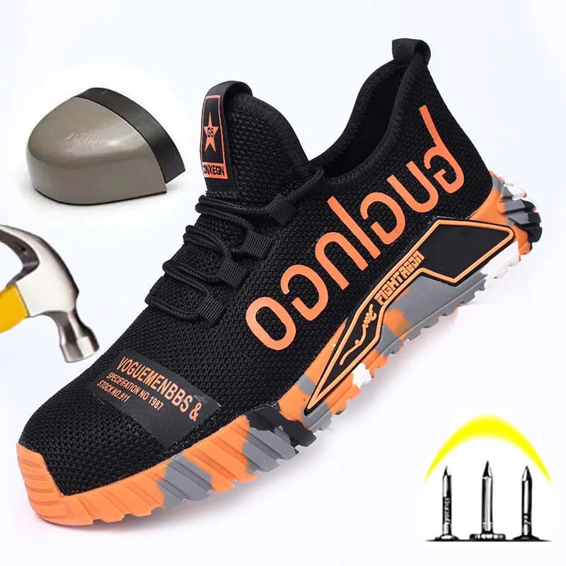 Fashion Men Sports Shoes Work Boots For Men Puncture-Proof Safety Shoes Steel Toe Security Protective Women Shoes Indestructible