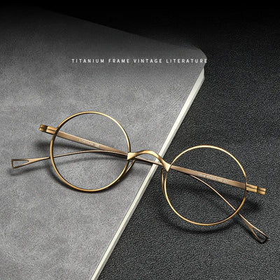Japanese Pure Titanium Glasses Frame Handmade Retro Oval Round Men Eyeglasses Women Myopia Reading Eyewear Frames